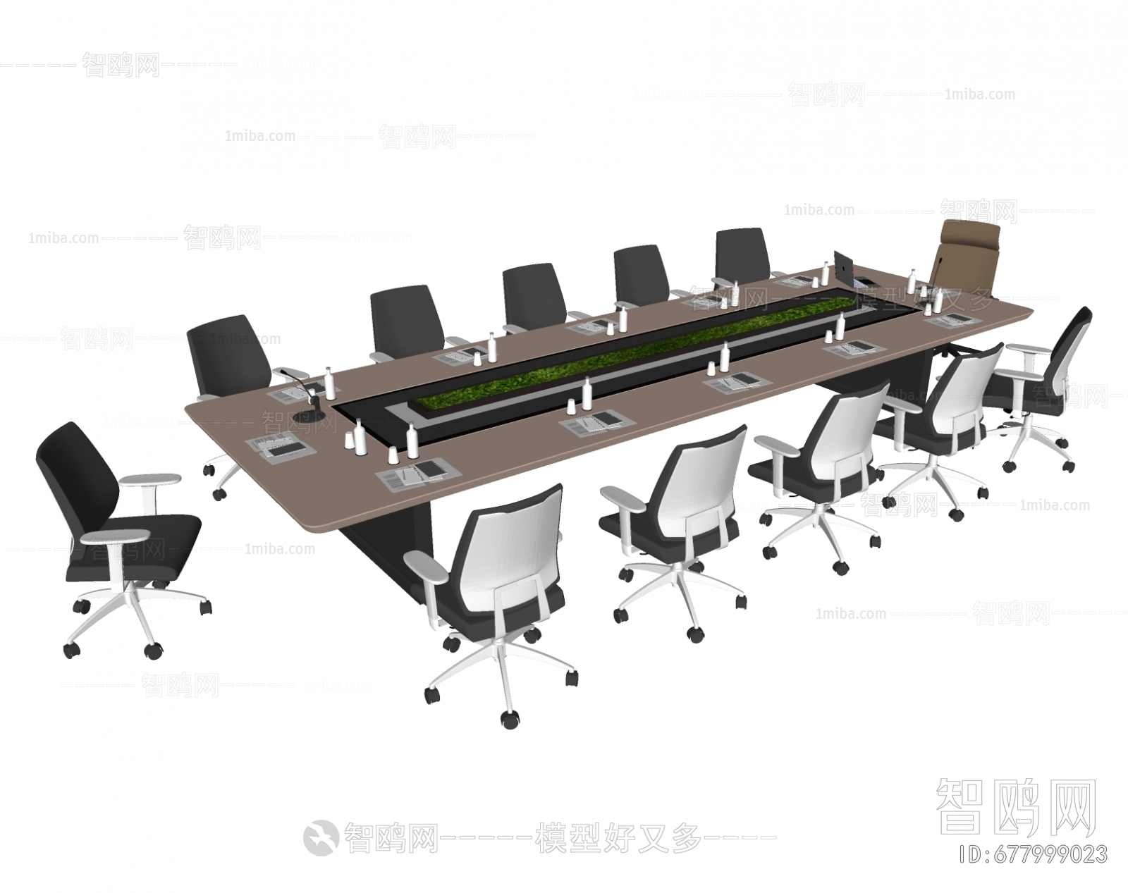 现代长方形会议桌椅组合