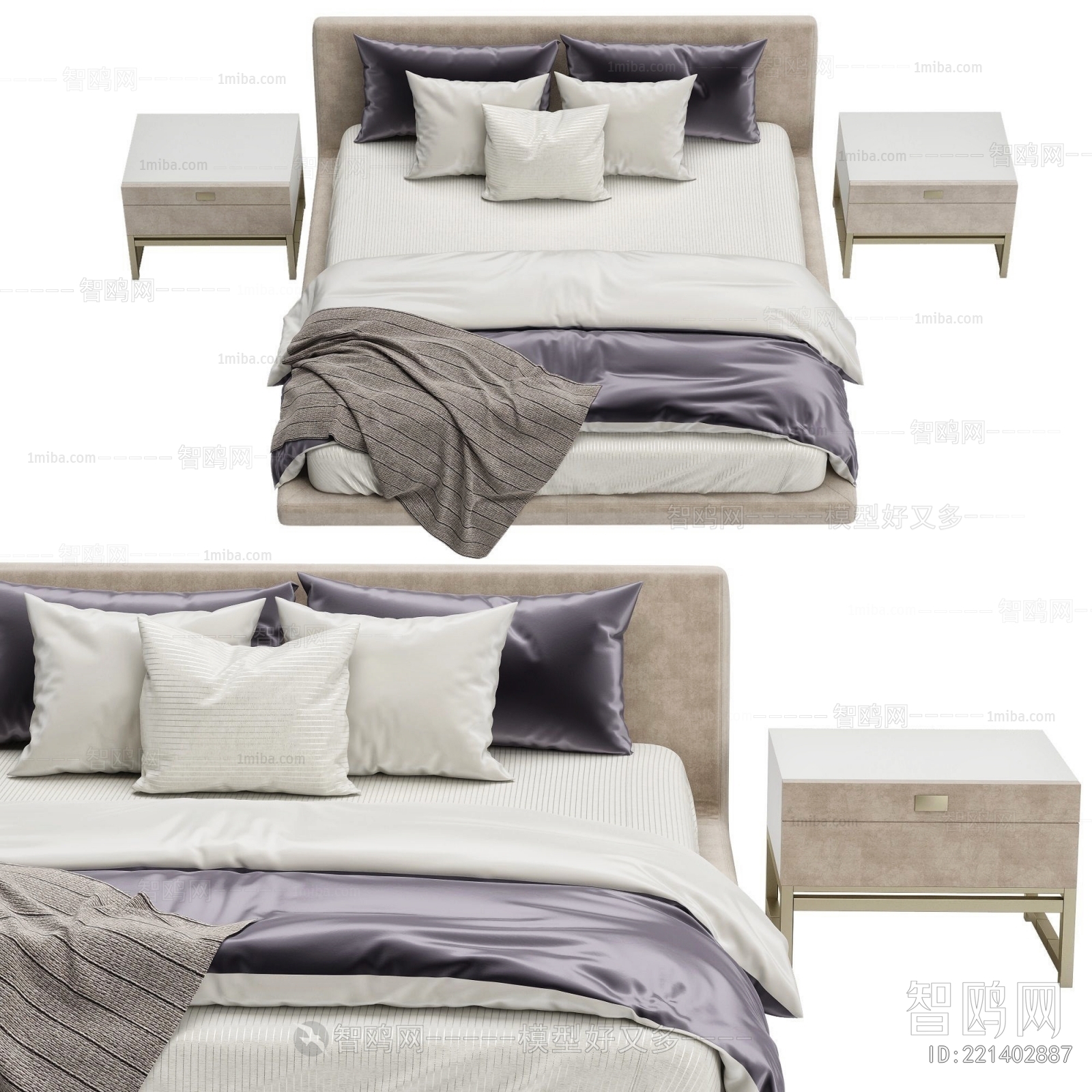 Modern Wabi-sabi Style Double Bed