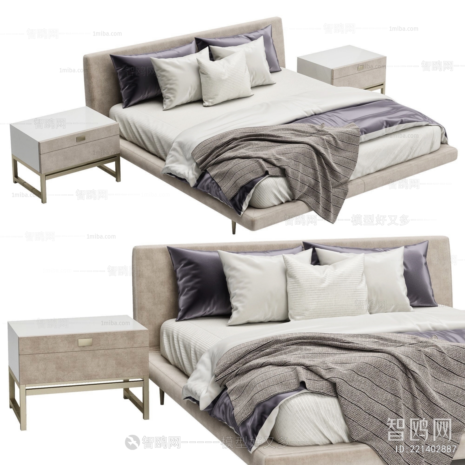 Modern Wabi-sabi Style Double Bed