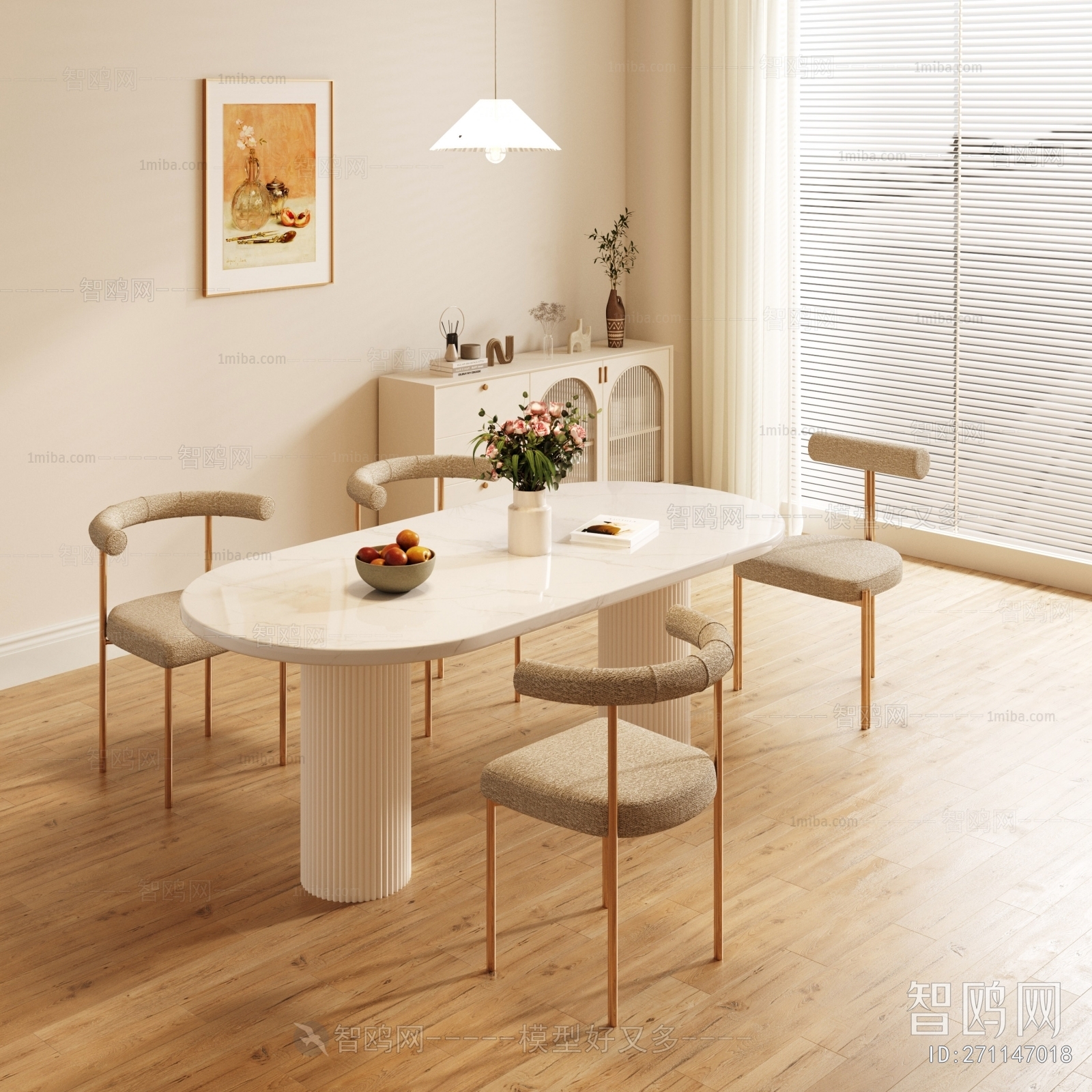 欧式别墅长餐桌效果图 – 设计本装修效果图