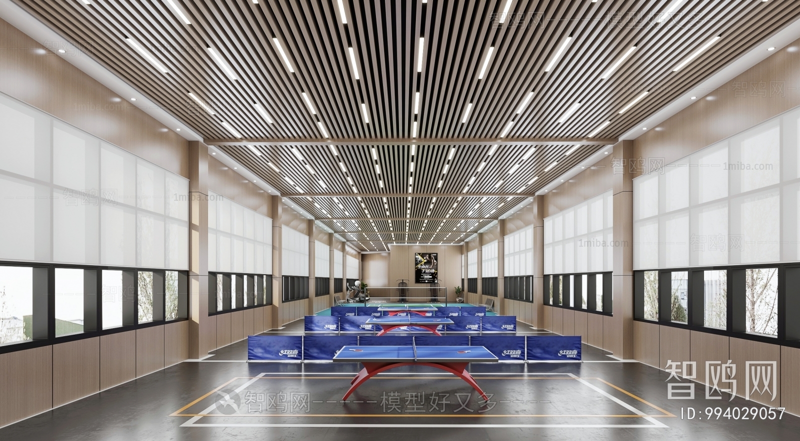 现代羽毛球体育馆3D模型下载