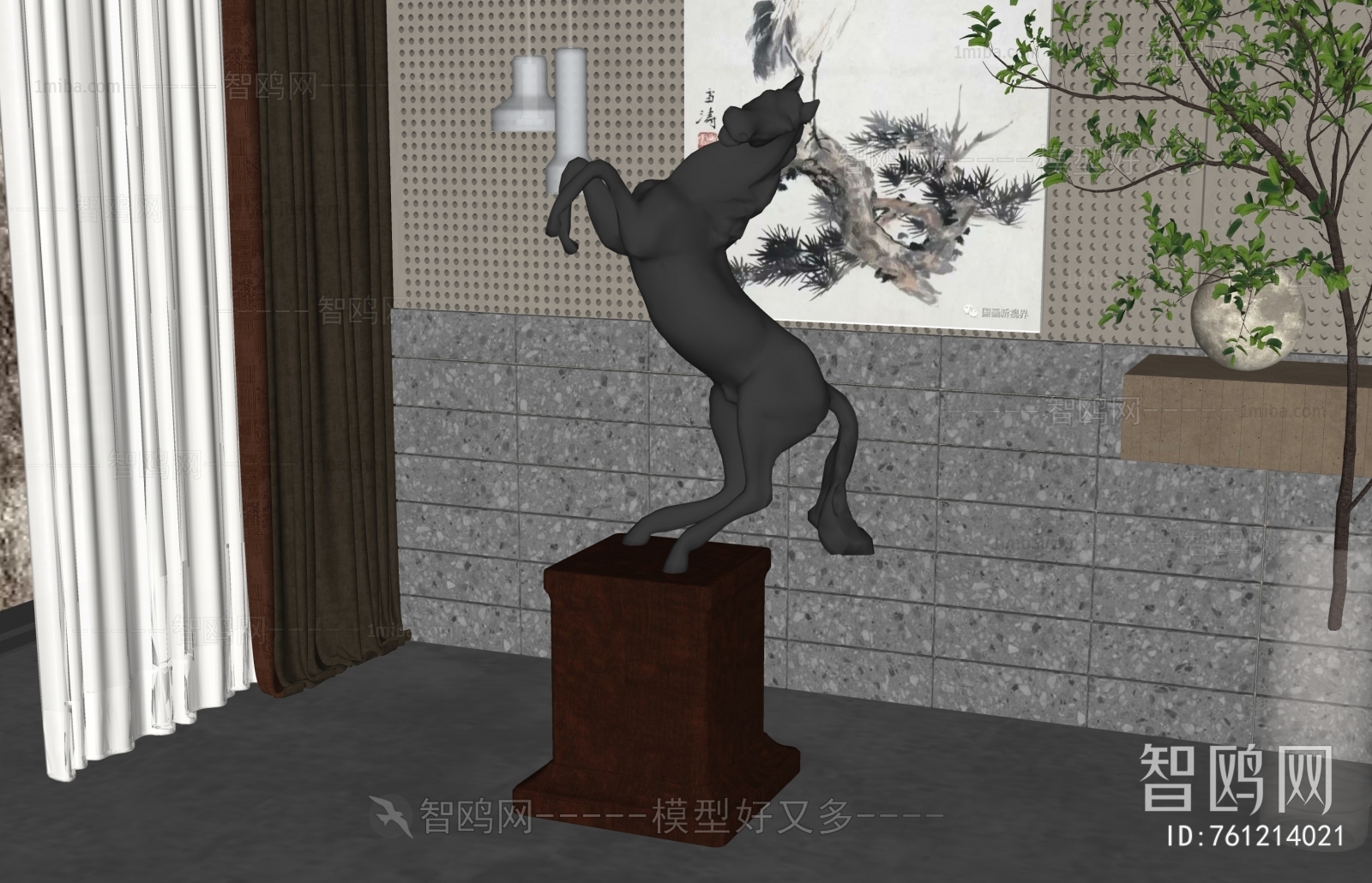 新中式马雕塑