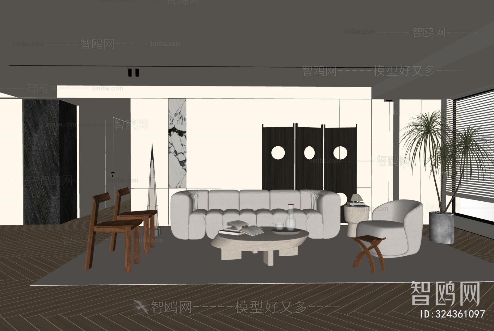 Modern Wabi-sabi Style A Living Room