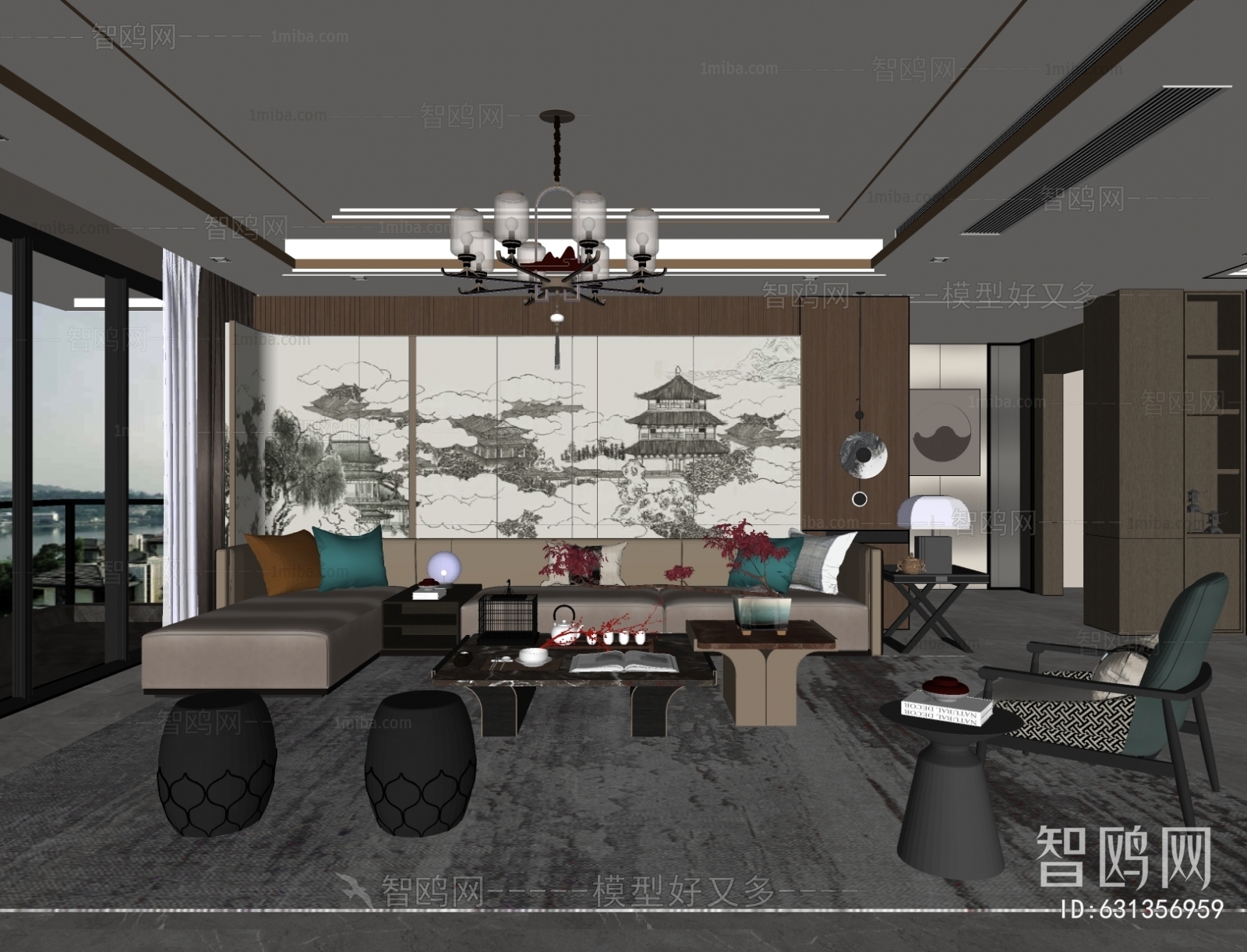 New Chinese Style A Living Room