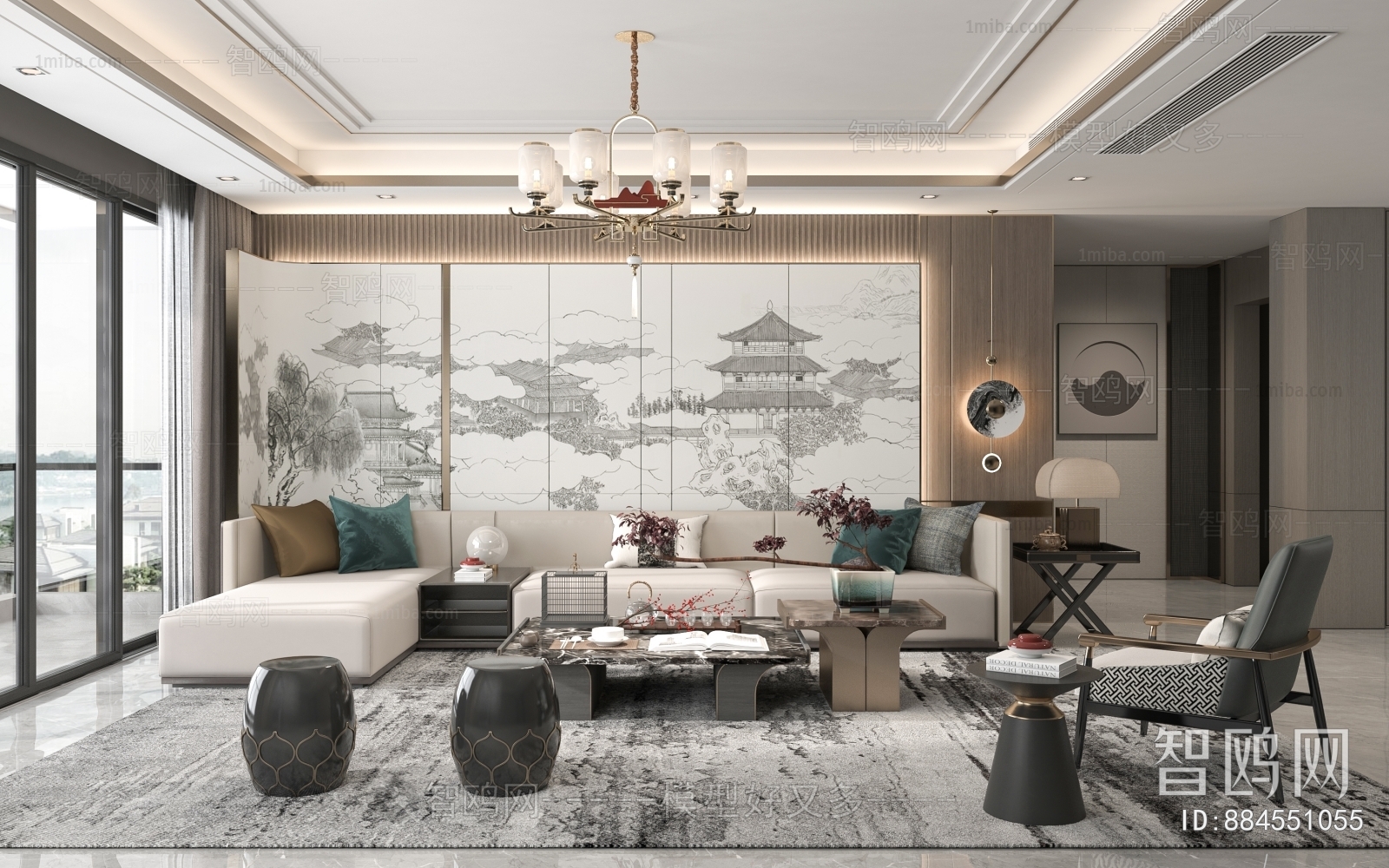 New Chinese Style A Living Room