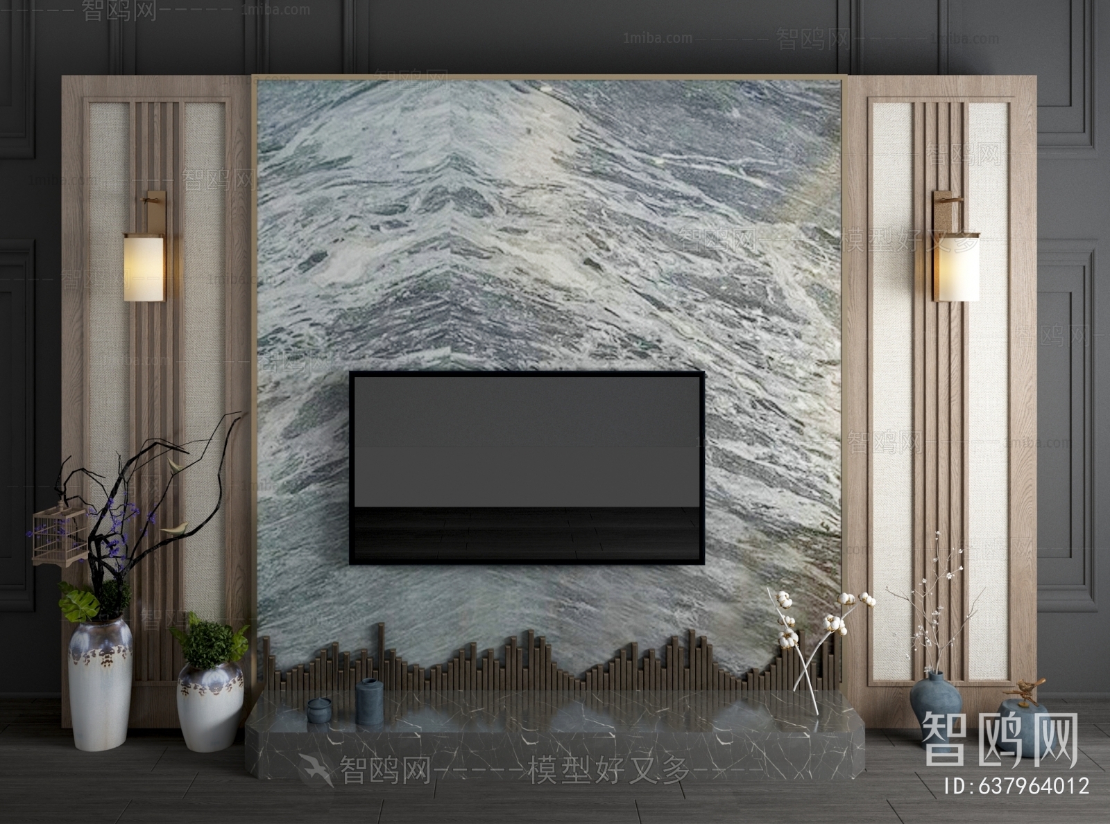 New Chinese Style TV Wall