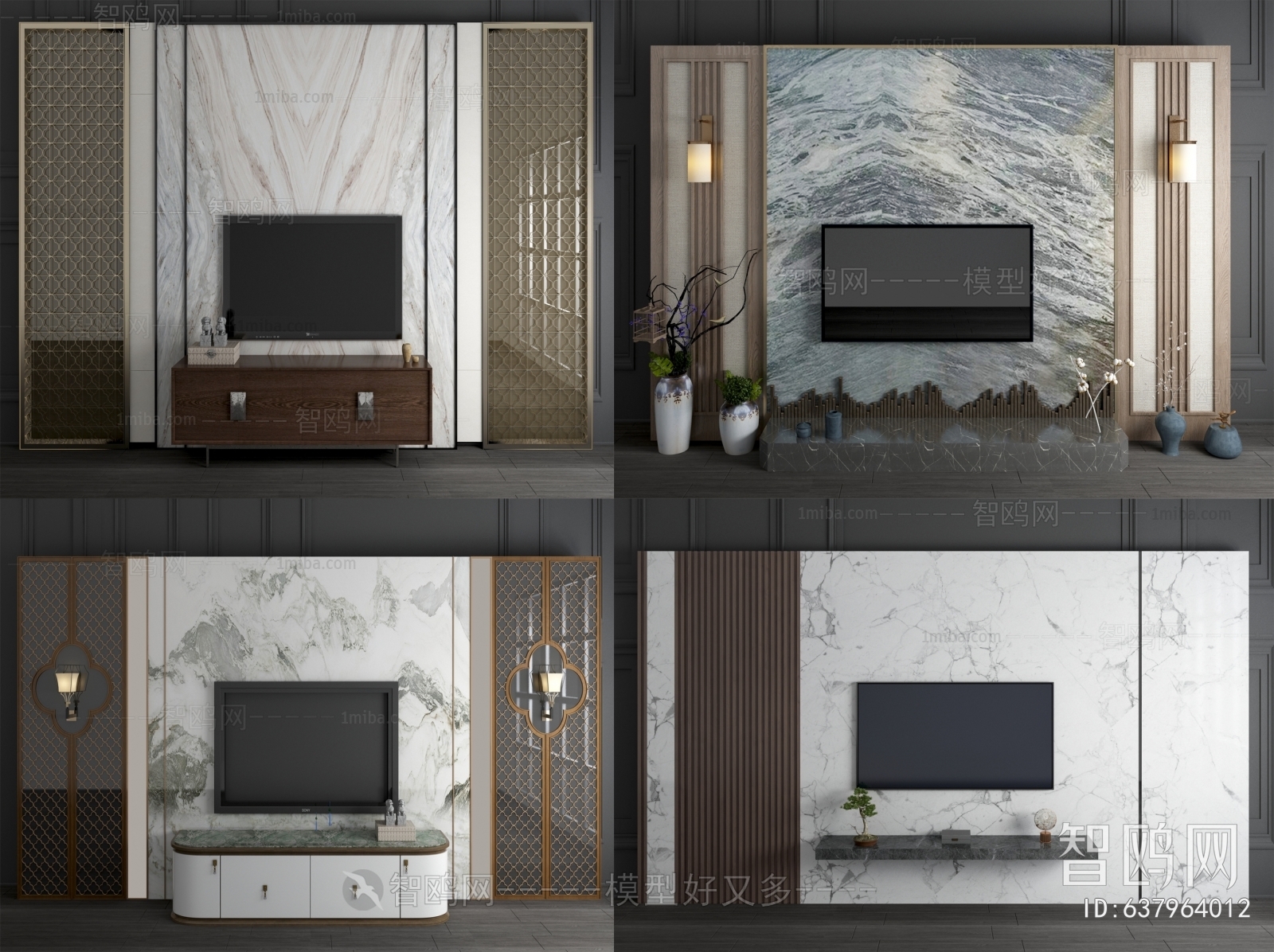 New Chinese Style TV Wall