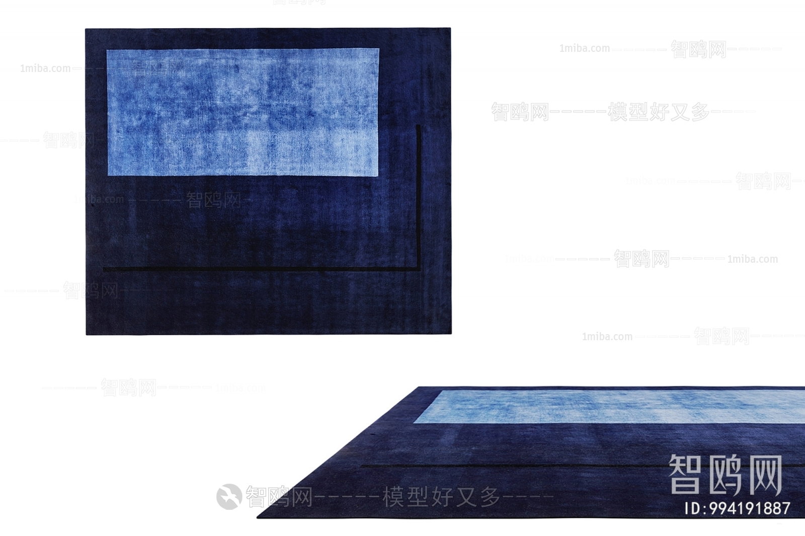 现代简约蓝色地毯