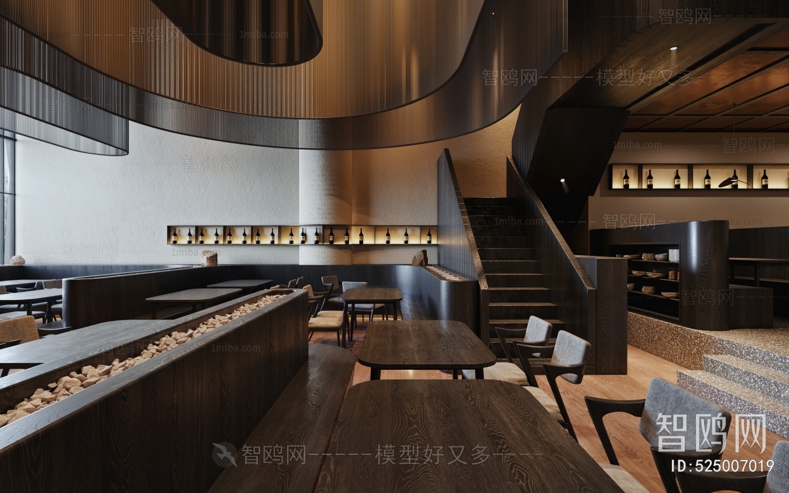 Studio Kota现代高级灰西餐厅3D模型下载
