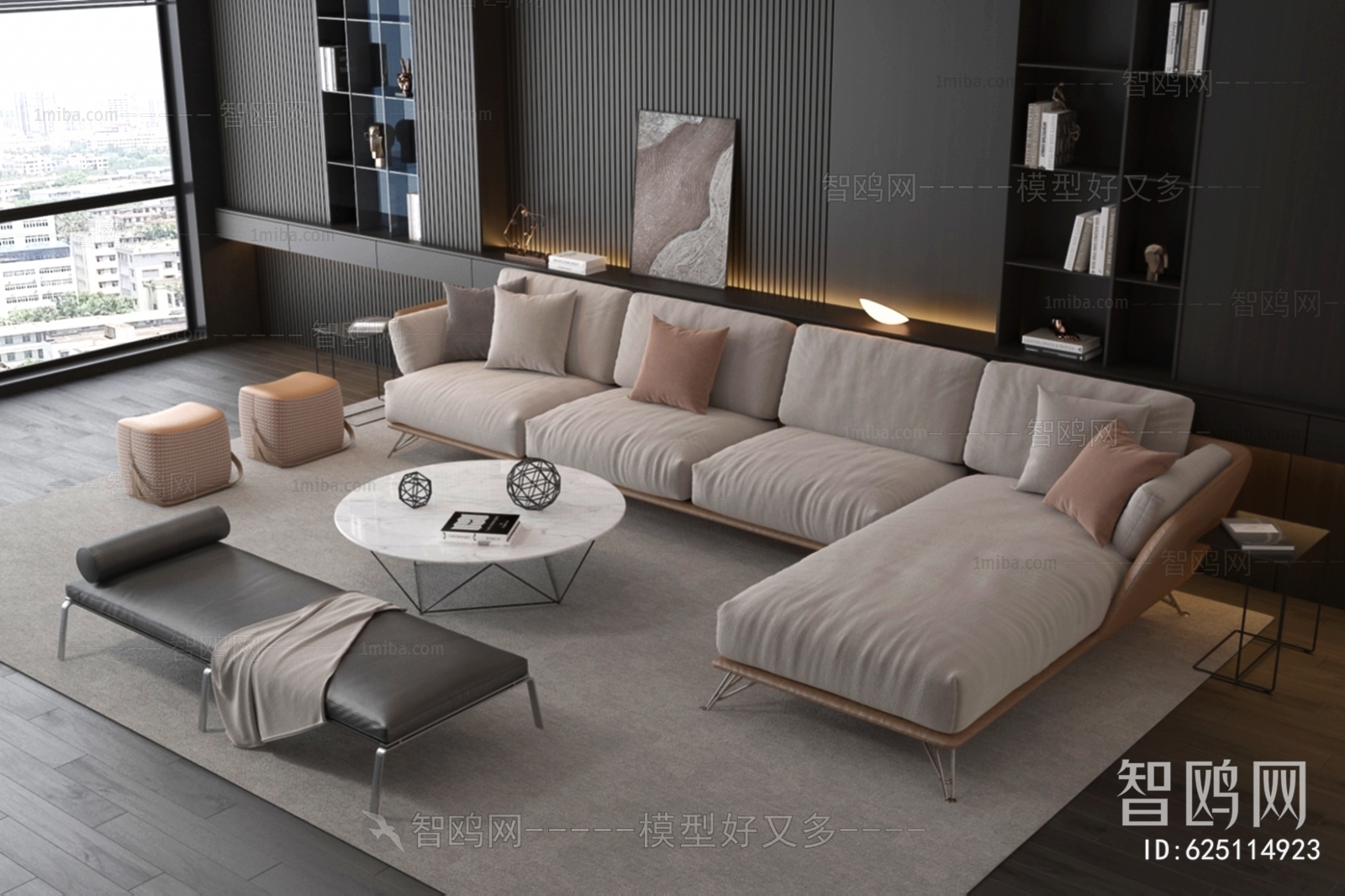 现代米洛提 Minotti 暗黑风组合沙发