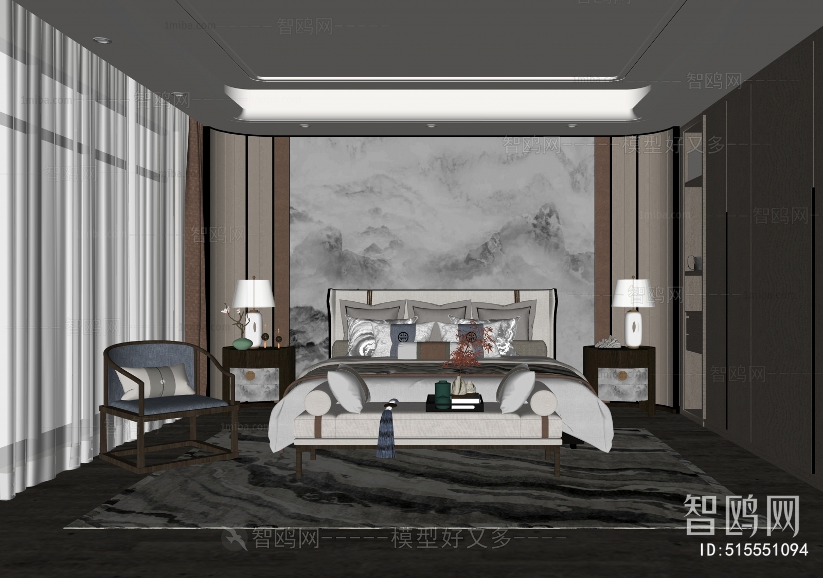 New Chinese Style Bedroom