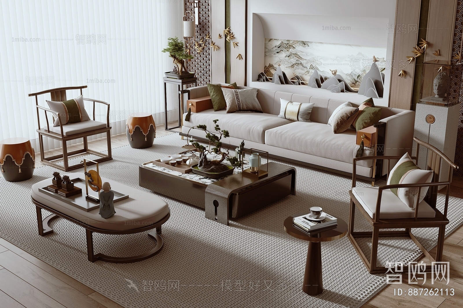 New Chinese Style Sofa Combination