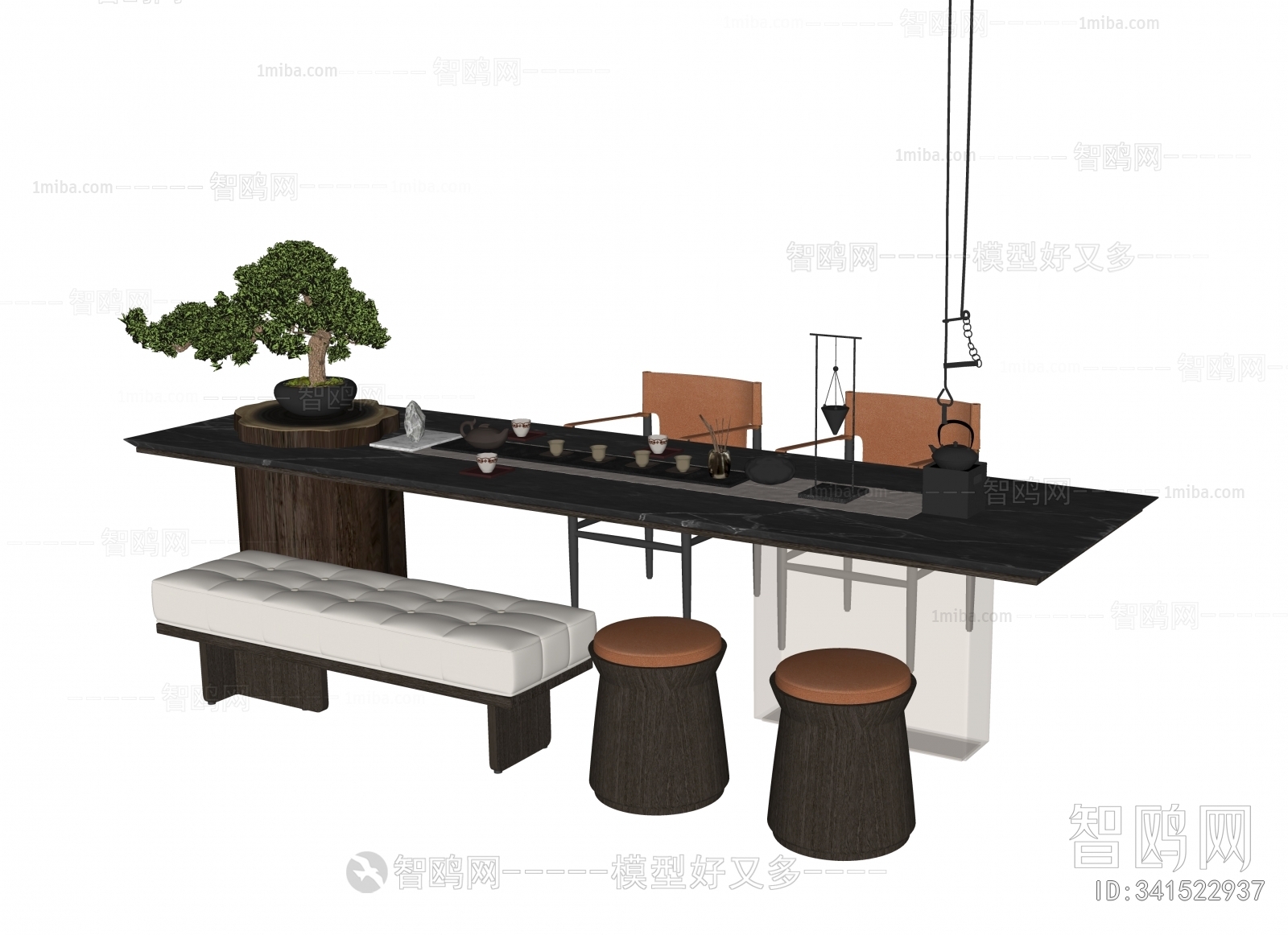 新中式茶桌椅 长凳