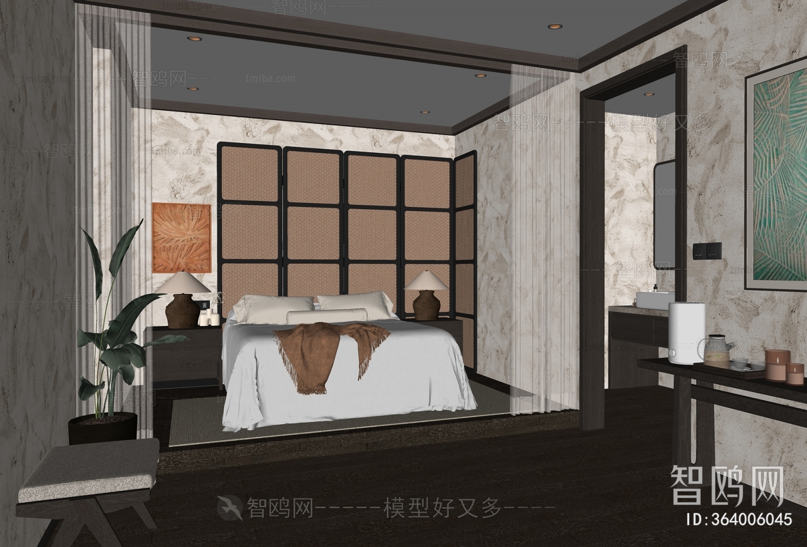 Retro Style Wabi-sabi Style Guest Room