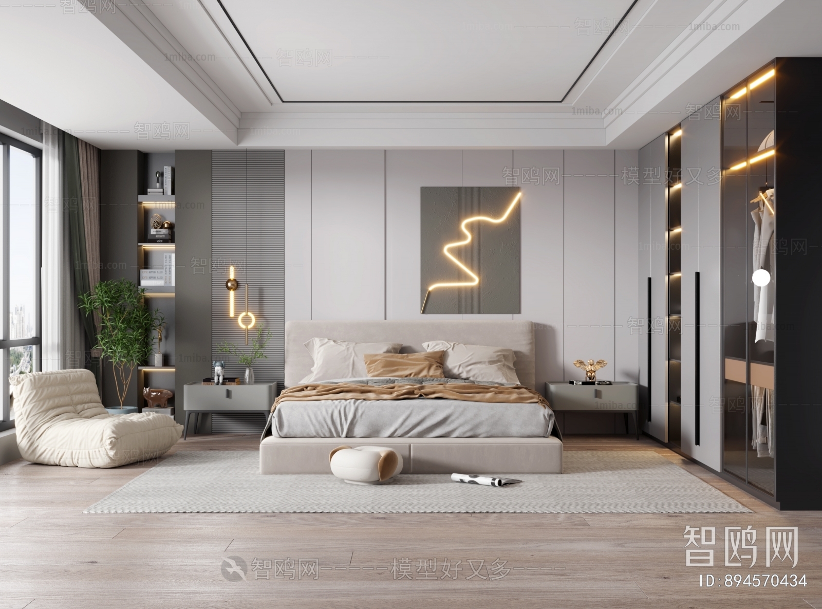 Modern Bedroom 3D Model Download - Model ID.894570434 | 1miba
