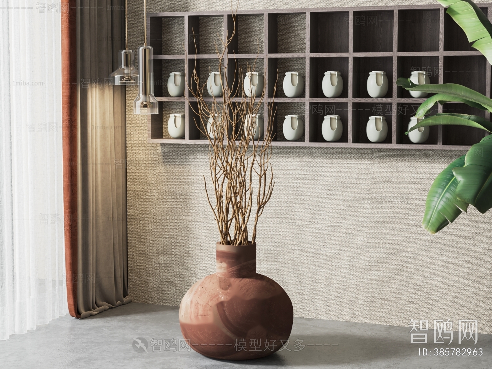 新中式干树枝陶瓷瓶摆件