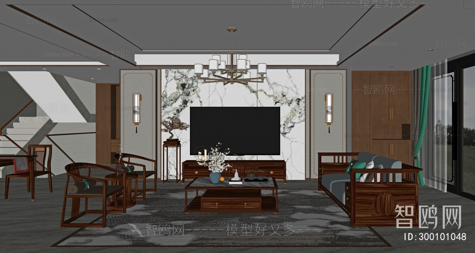 New Chinese Style A Living Room