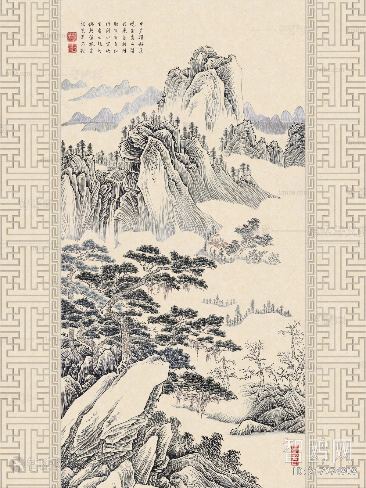 中式松泉浮春装饰画