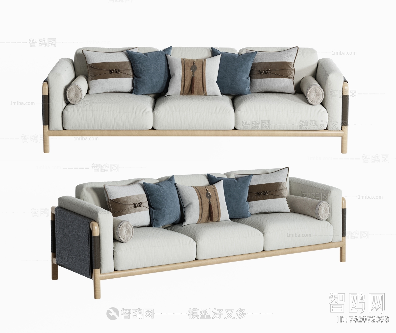 New Chinese Style Three-seat Sofa