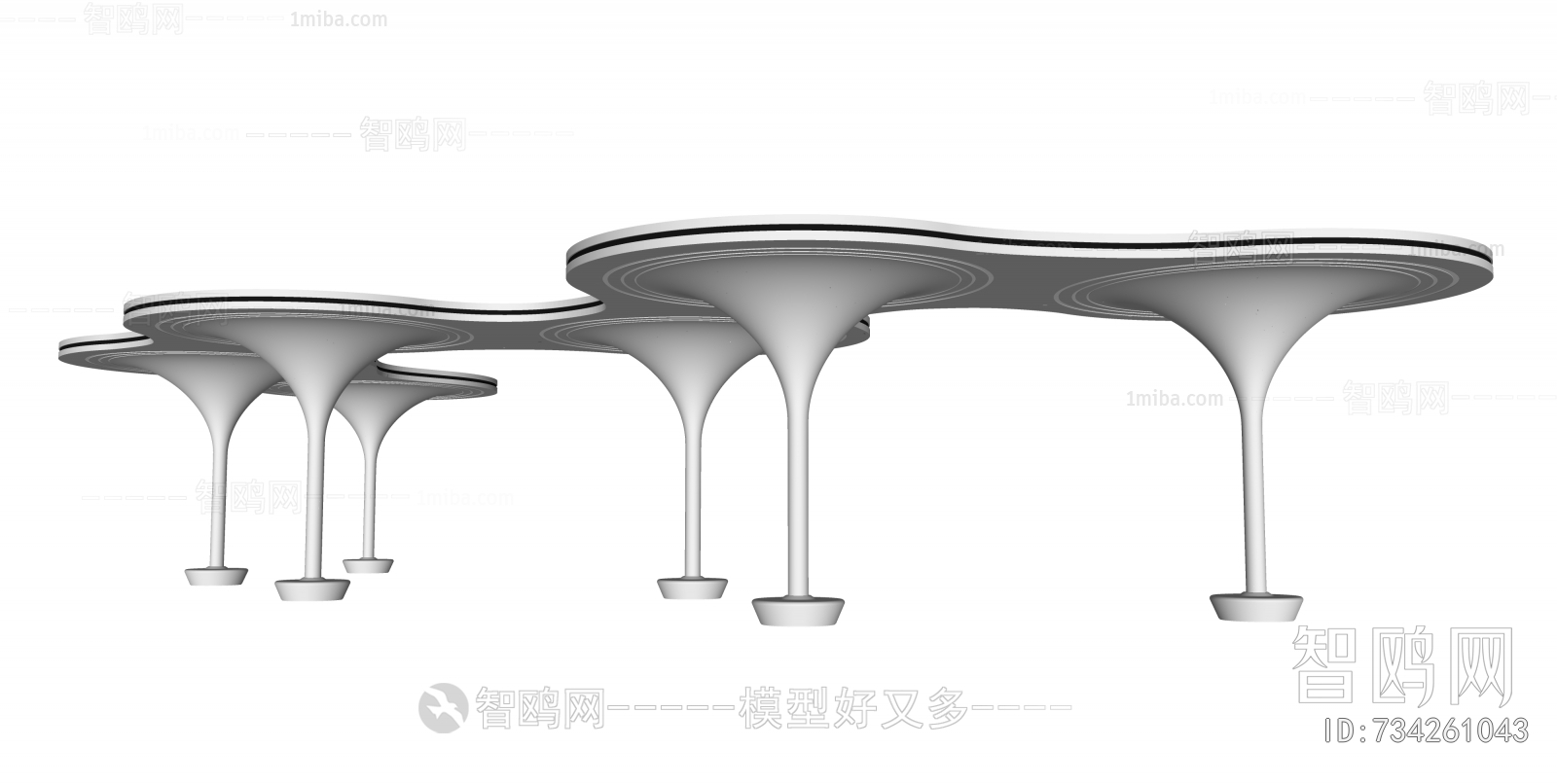 现代异型柱子 景观廊架