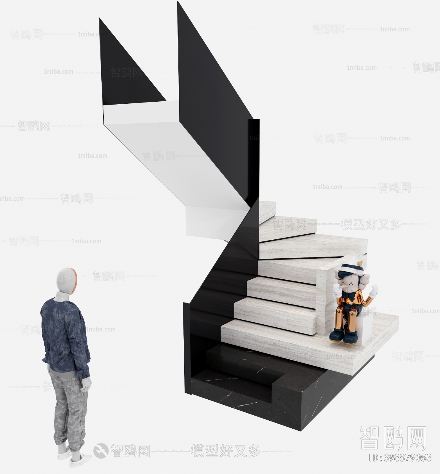 现代楼梯栏杆/电梯3D模型下载