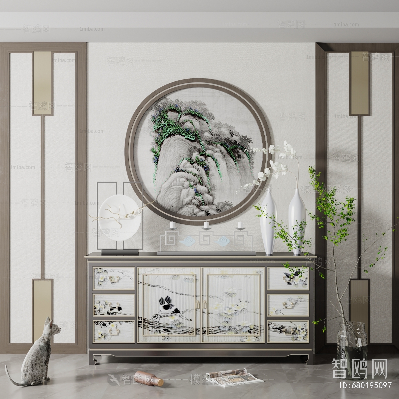 New Chinese Style Side Cabinet/Entrance Cabinet