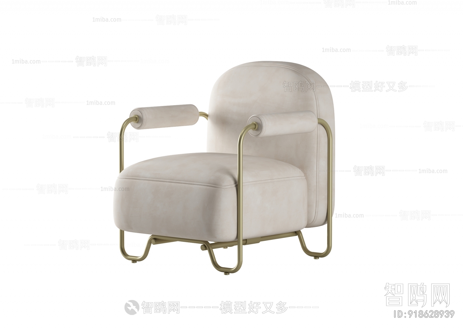 现代轻奢单人沙发3D模型下载