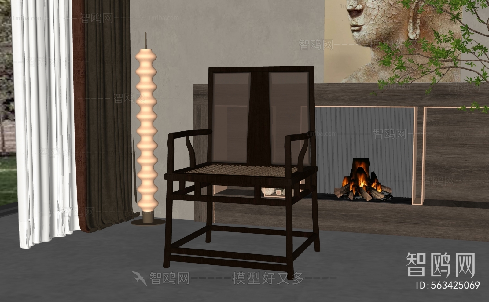 新中式单椅