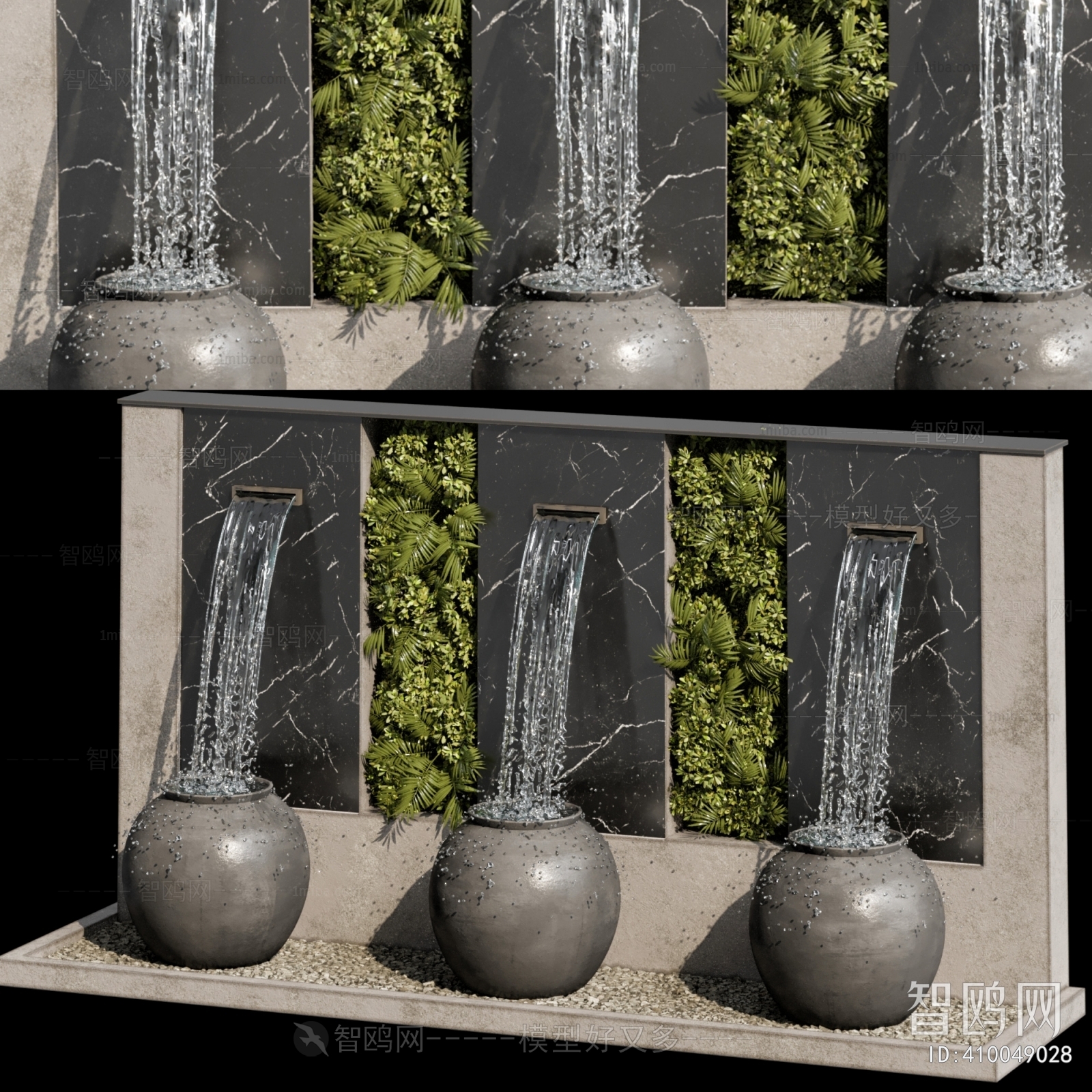 现代水景墙 喷泉水池瀑布
