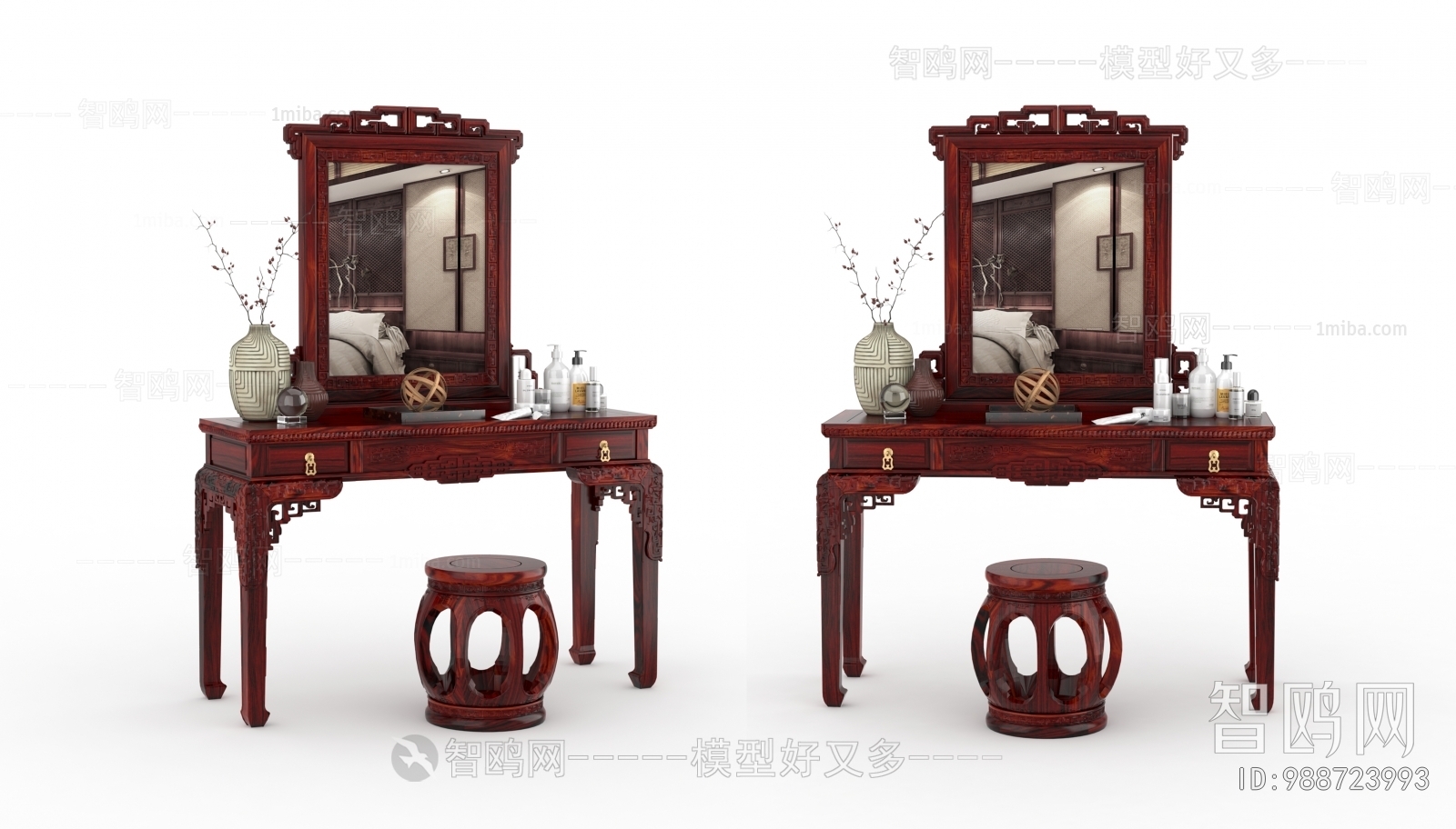 新中式梳妆台 妆凳