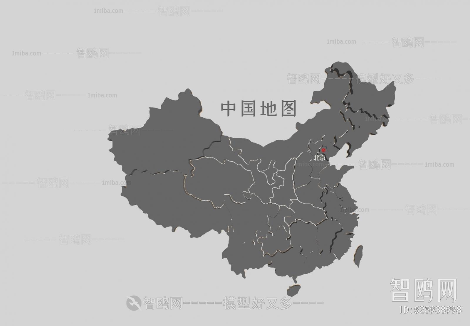 现代中国地图墙饰