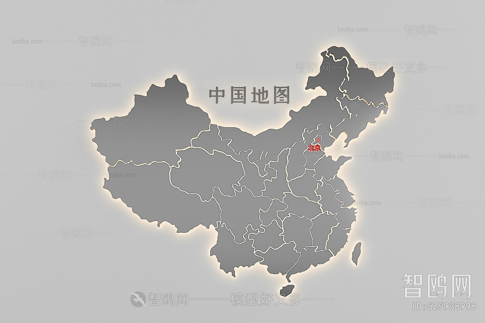 现代中国地图墙饰