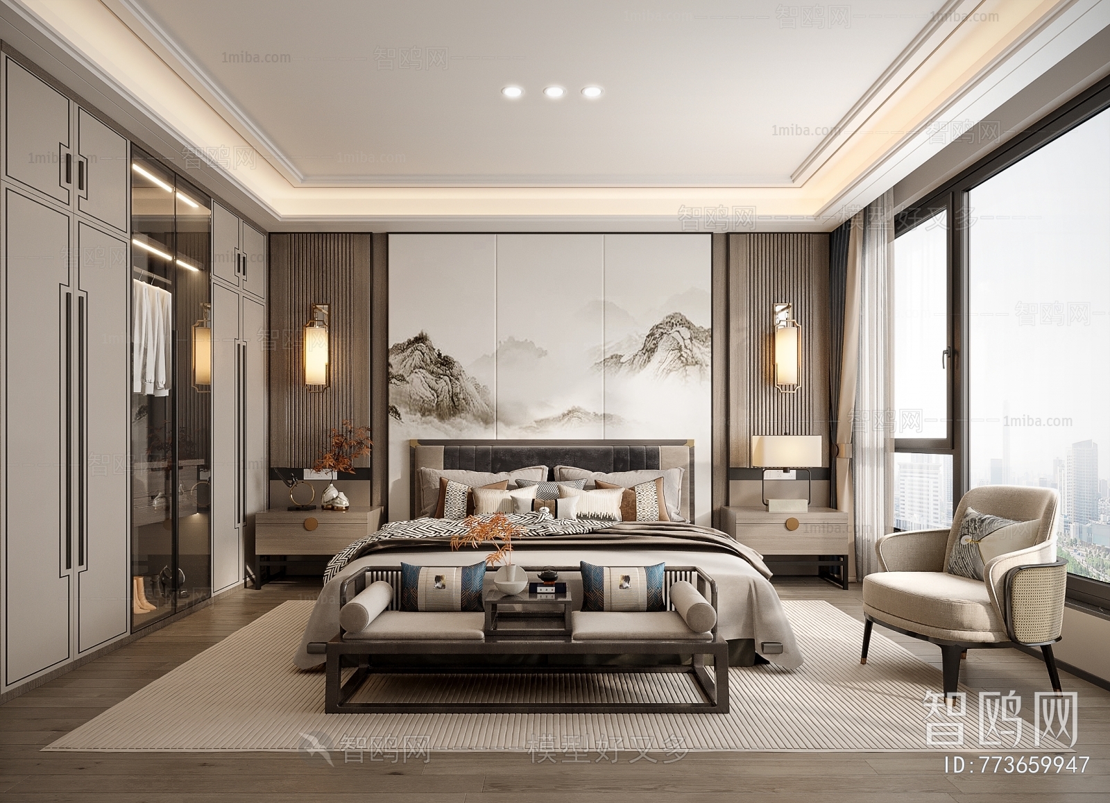 New Chinese Style Bedroom