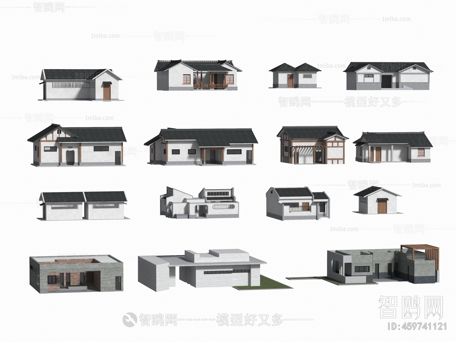 新中式景观公共厕所建筑外观组合