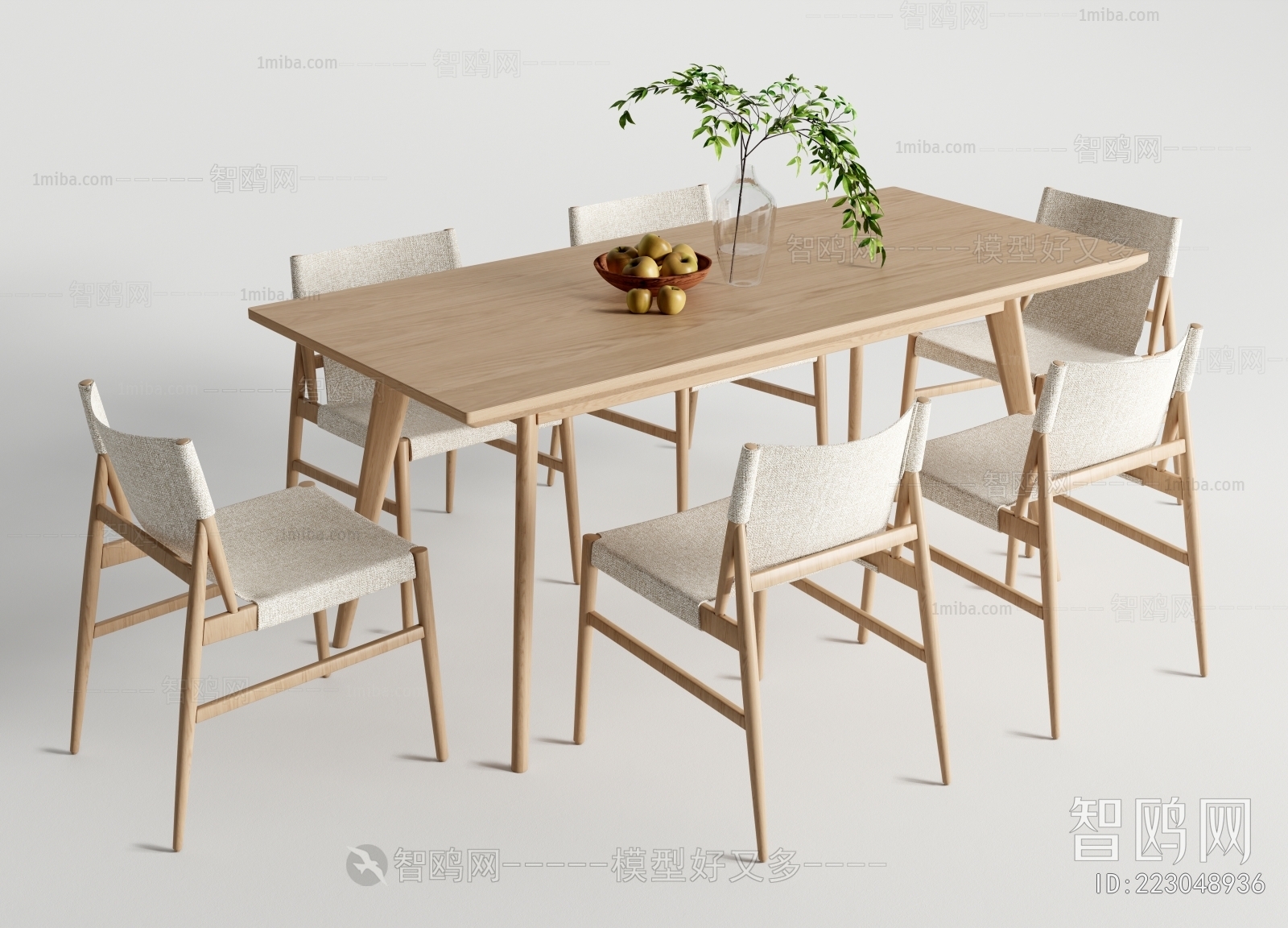 北欧原木餐桌椅组合