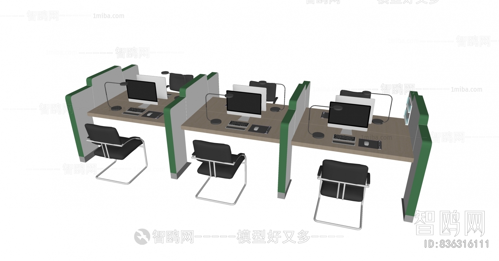 现代员工办公桌椅组合