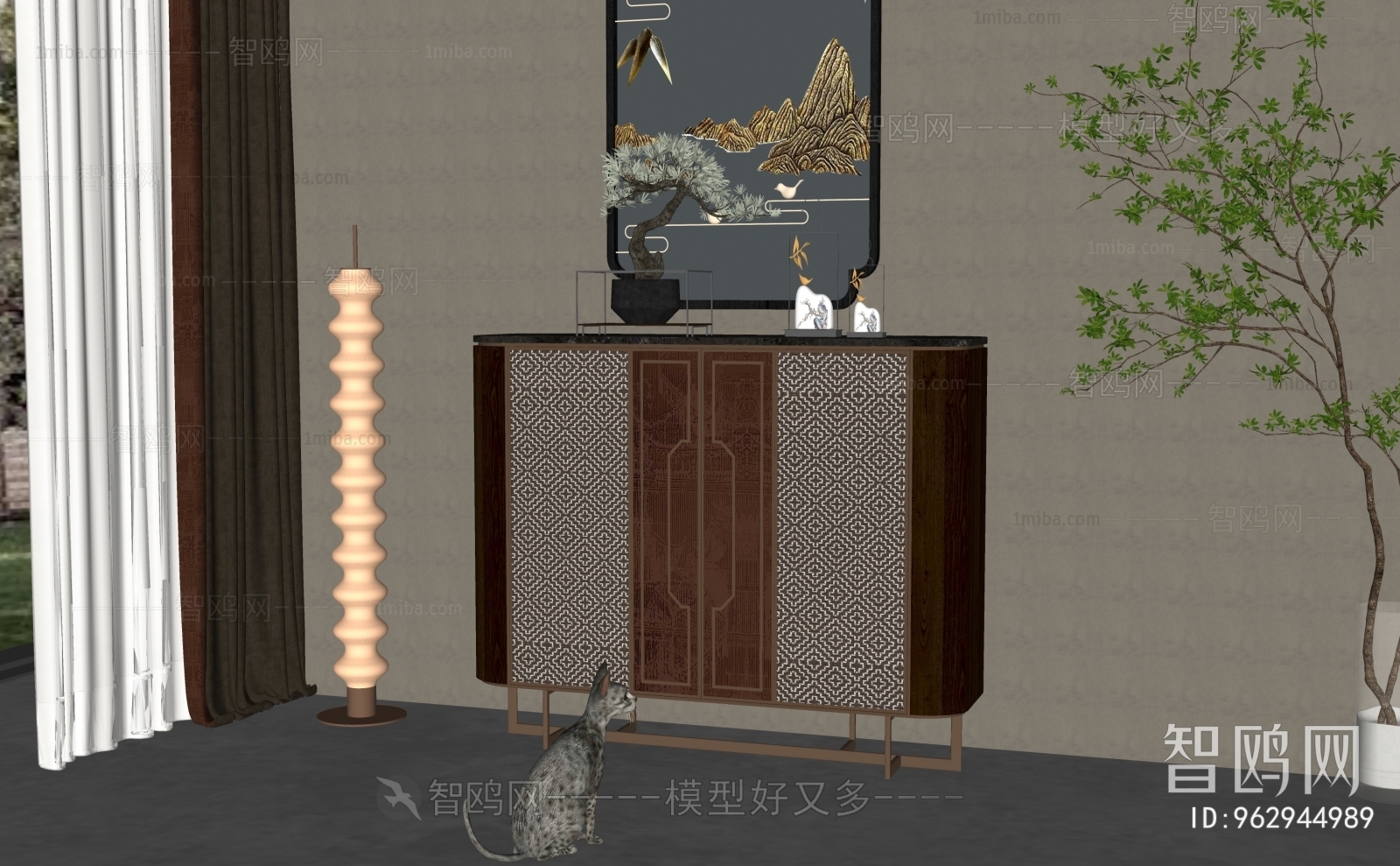 New Chinese Style Entrance Cabinet