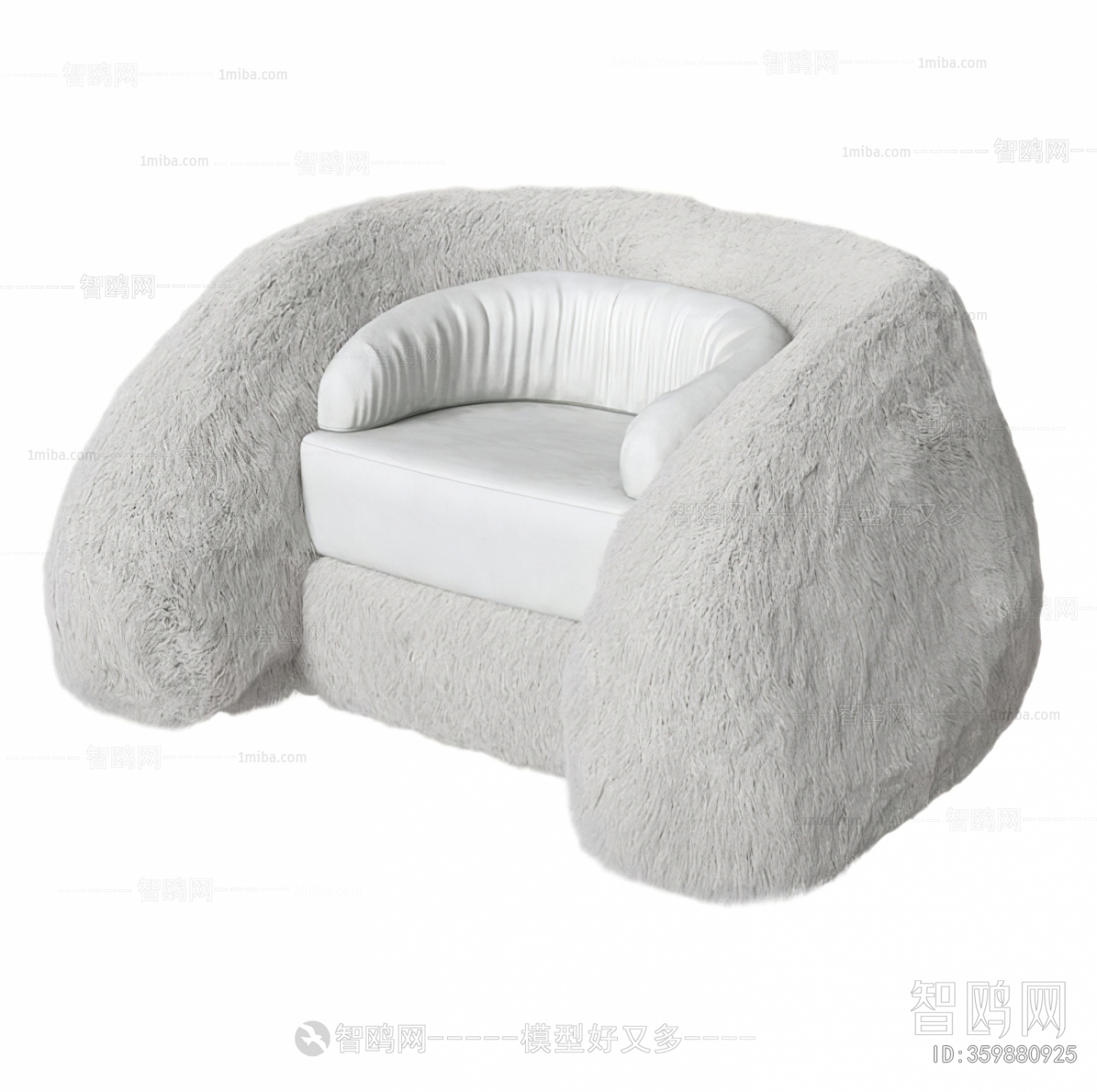 现代毛绒单人沙发