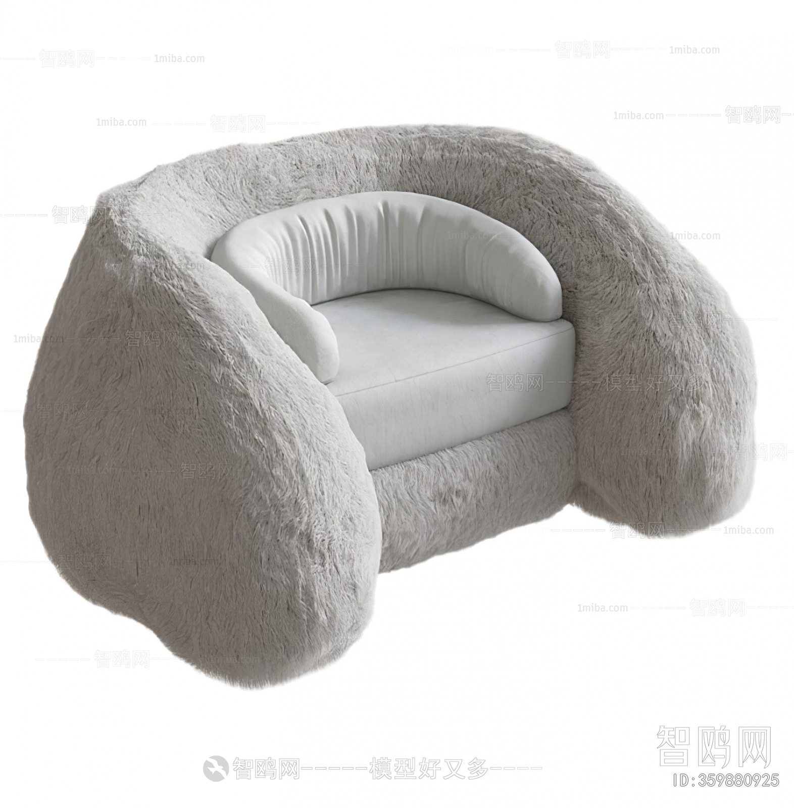 现代毛绒单人沙发