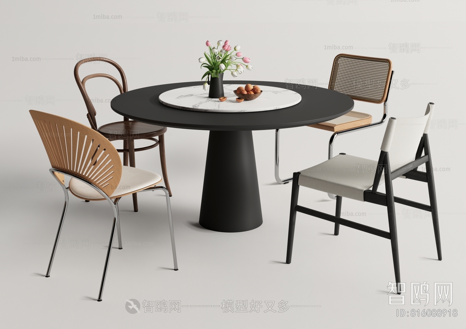 现代圆形餐桌椅