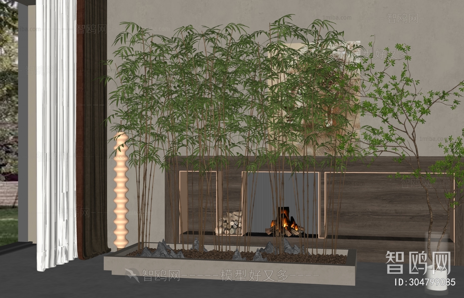 现代竹子绿植花坛