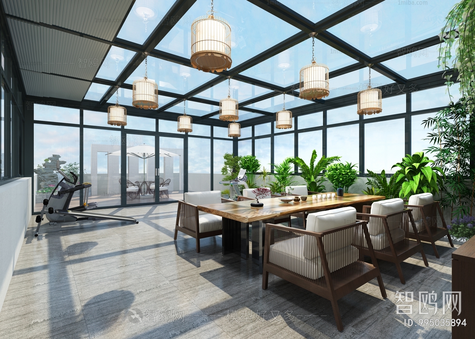 多场景-新中式阳光房茶室+经理室