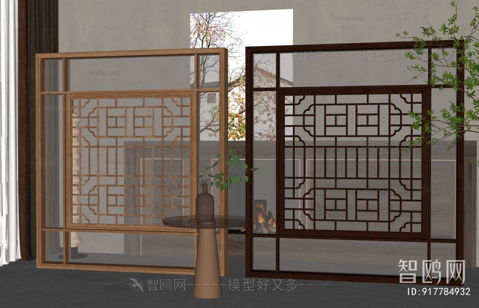 新中式实木窗户组合