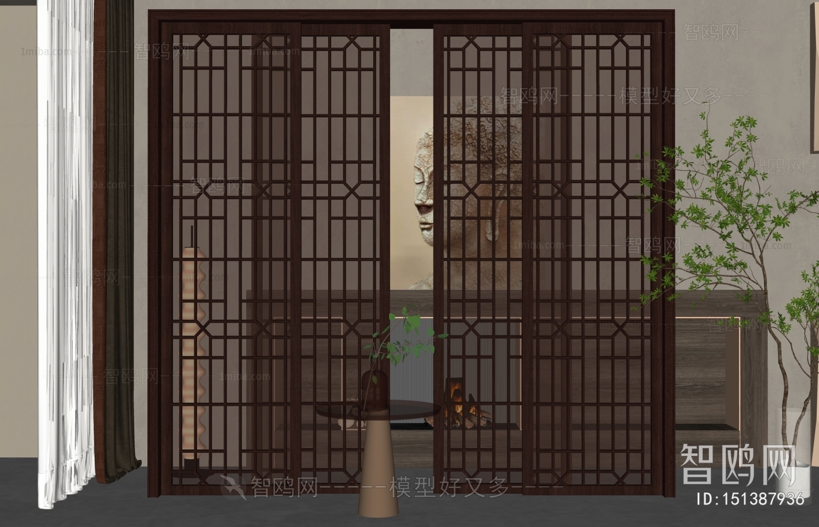 New Chinese Style Sliding Door