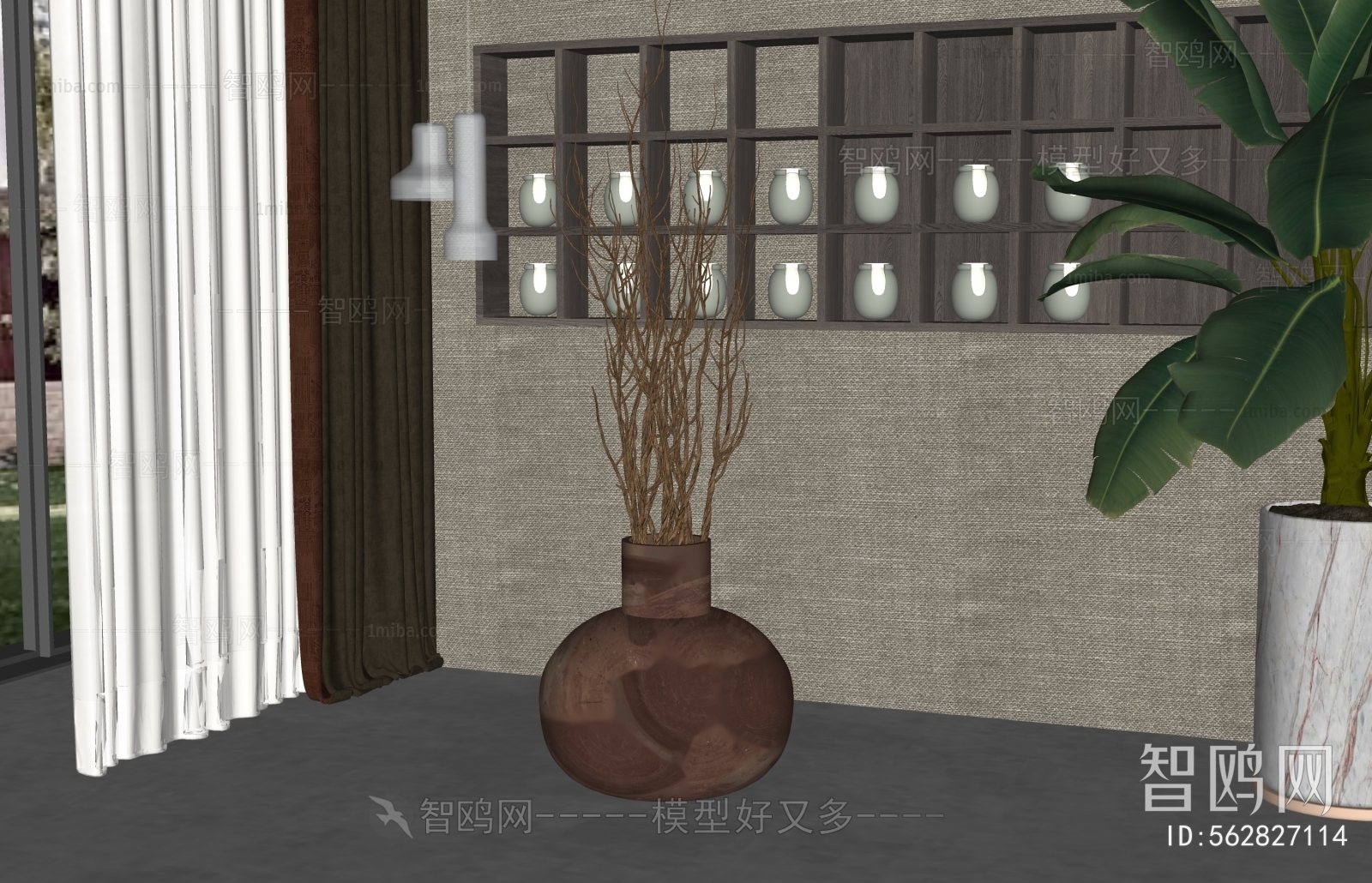 新中式陶瓷 干树枝摆件