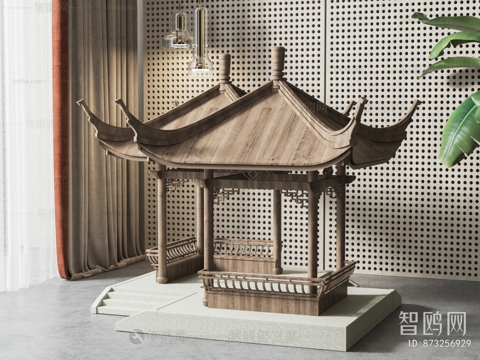 新中式凉亭雕塑摆件