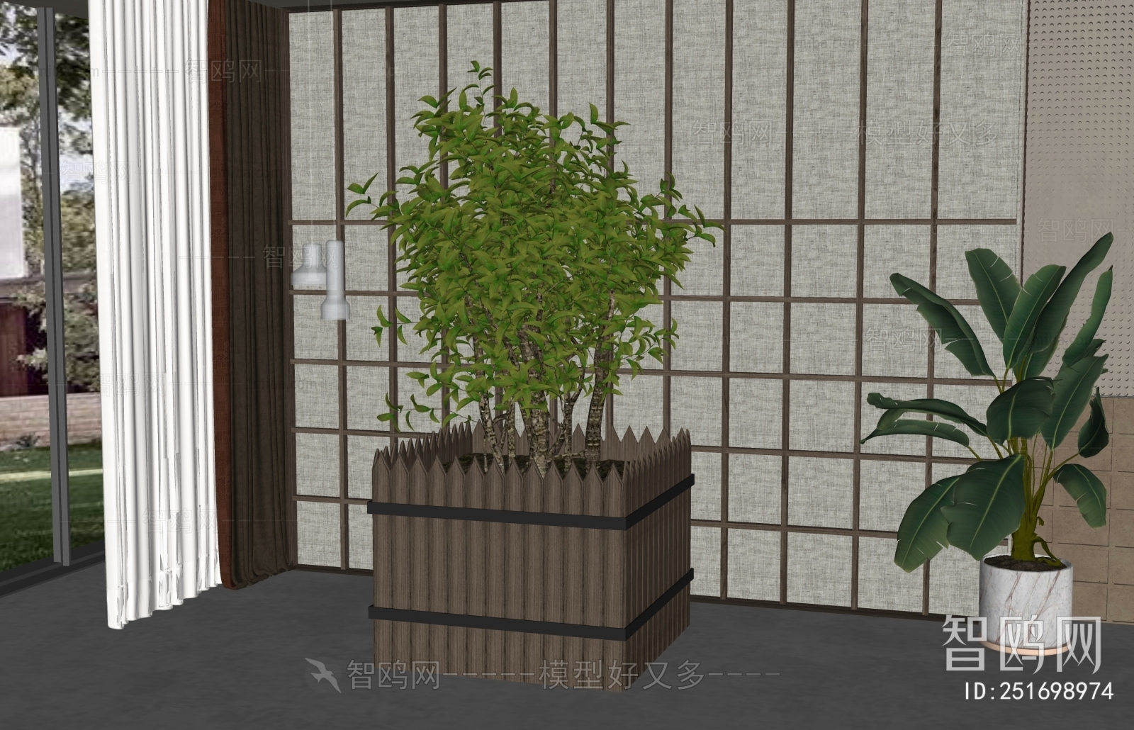 Modern Potted Green Plant