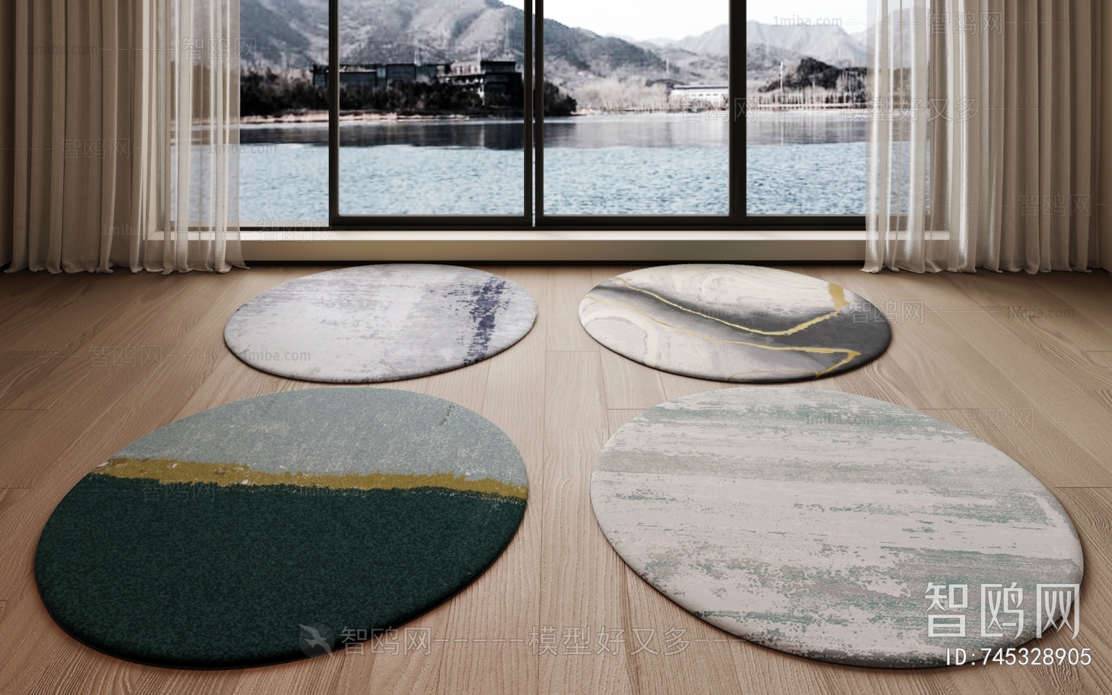 现代侘寂风圆形地毯组合