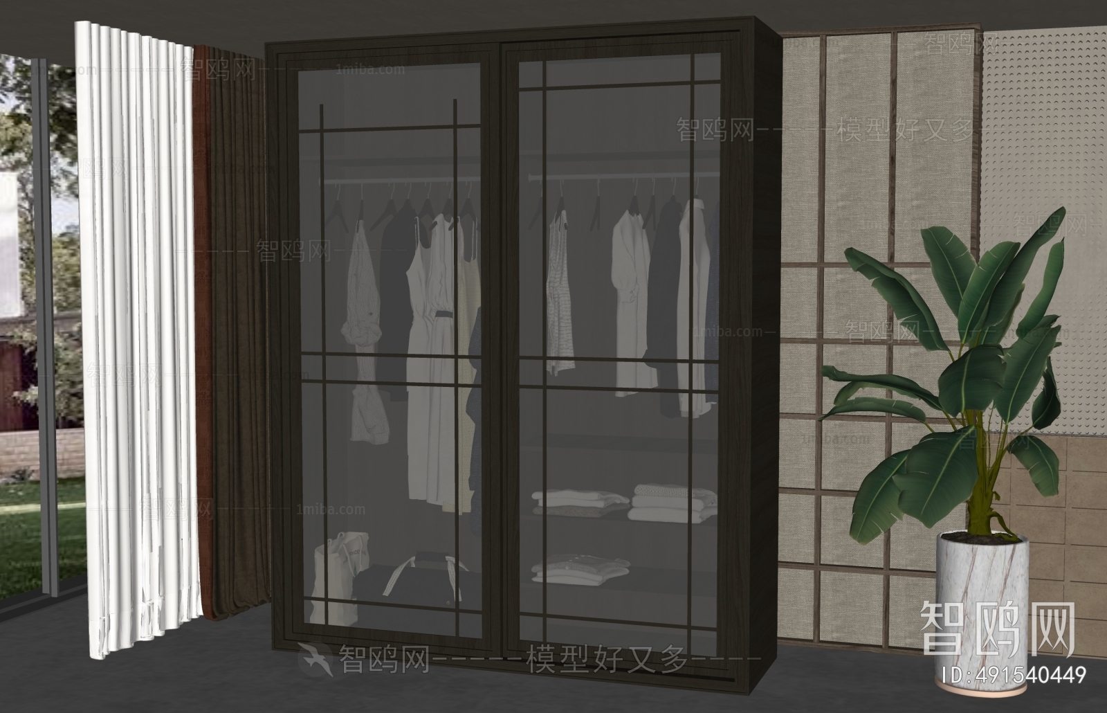 新中式玻璃衣柜