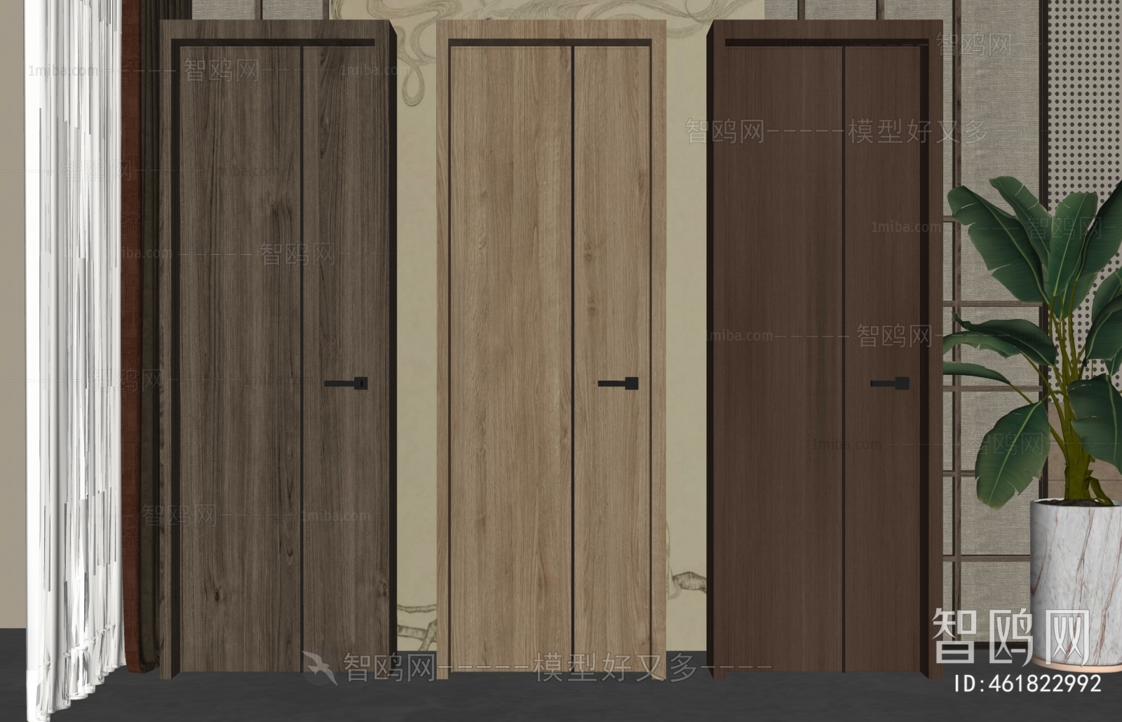 New Chinese Style Solid Wood Door